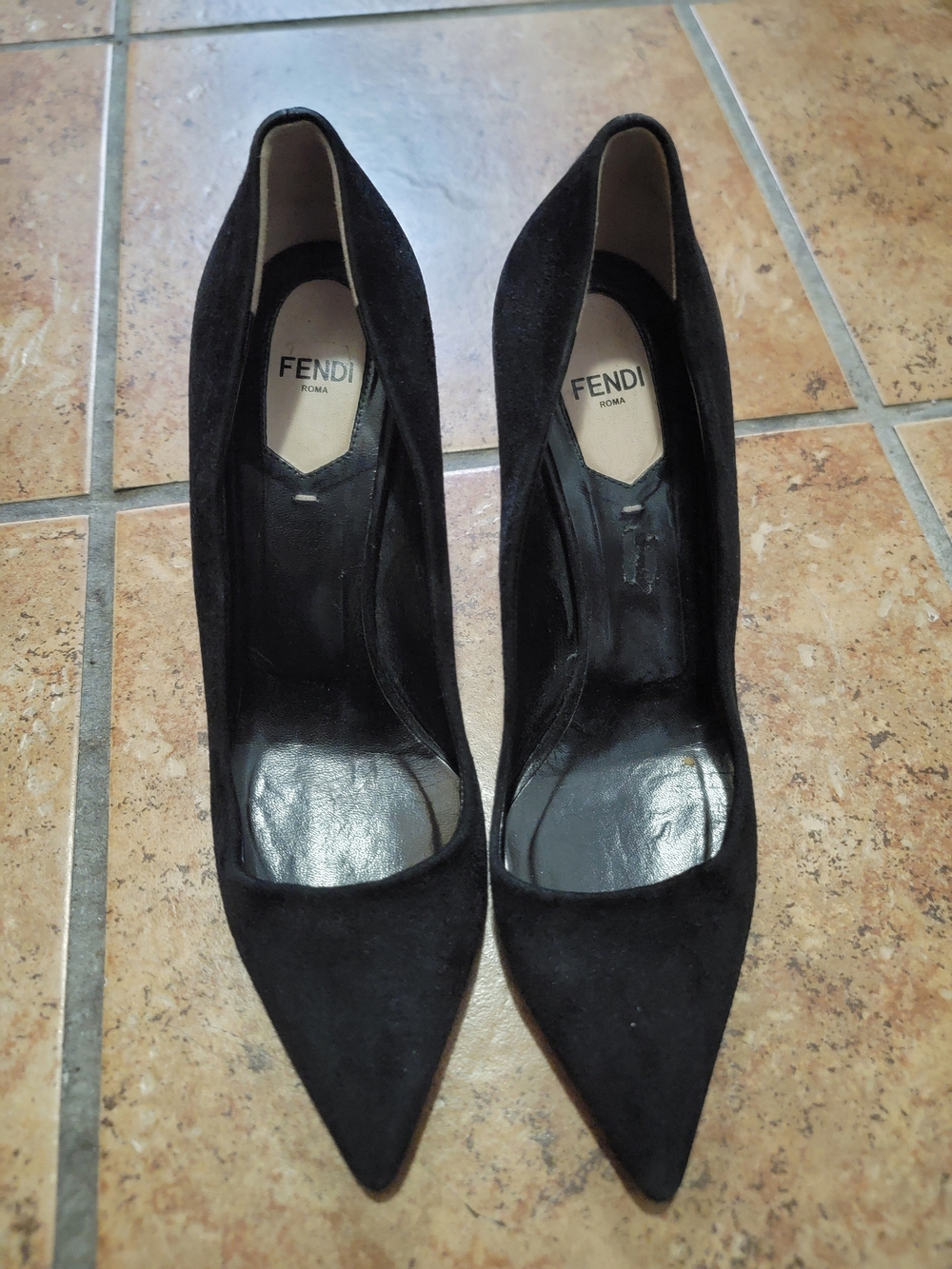 Fendi Women's Black Pointed-Toe Suede Pumps